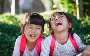 Happy kids laughing