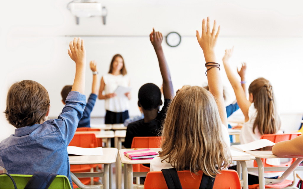 Students in an interactive classroom